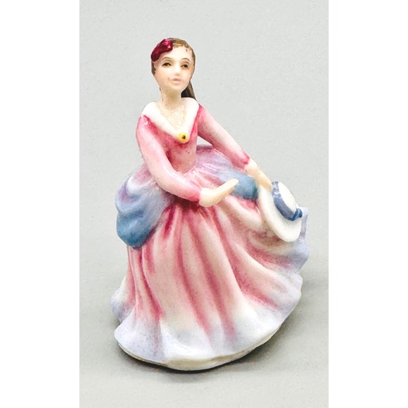 Royal Doulton Other - Royal Doulton Figurine Barbara Pink Blue Miniature Lady 16217 2.5 inch